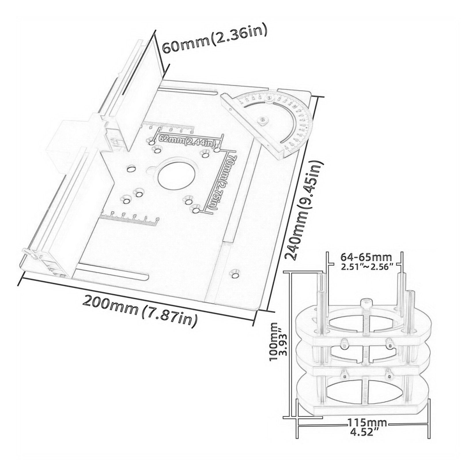 Colaxi Router Table Insert Plate Benches Router Trimmer Wood Milling Flip Board Carpentry Tool Sturdy Router Lift