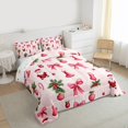 thumbnail image 3 of Feelyou Pink Princess Bowknot Full Size Comforter Sets, Kawaii Winter Santa Claus Bedding Comforter Set, Christmas Flower Reversible Bedding Sets, Microfiber Bedroom Decor, 3-Piece, 3 of 8