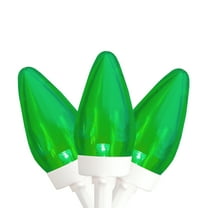 25 Count Green LED C7 Christmas Lights, 16 ft White Wire