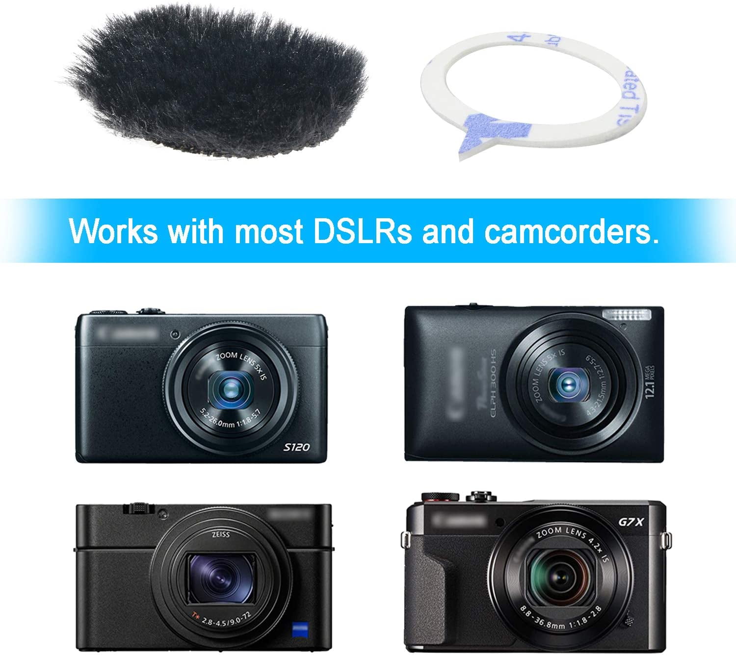 10 Pieces Camera Mic Windscreen Furry Camera Wind Muff Wind Cover Built in Microphone Outdoor Wind Filter for DSLRs Mic Outdoor Windshield 