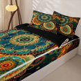 thumbnail image 3 of Homewish Bohemian Gold Mandala Zipper Queen Comforter Set with Fitted Sheet and 2 Pillowcases,Retro Exotic Paisley Zipper Bedding Set,Black Reversible,4pcs, 3 of 8