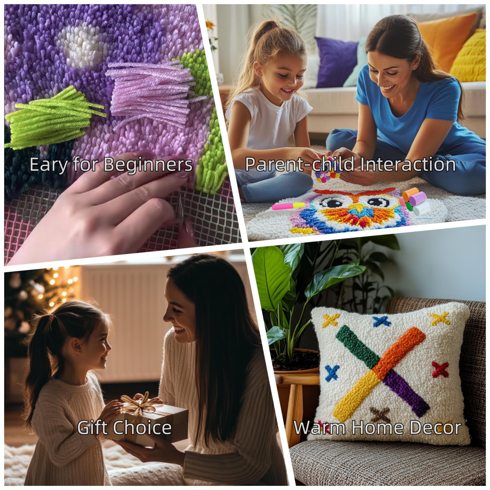 A Pair of Parrot DIY Latch Hook Pillow Kits for Adults Printed Pillowcase Crochet Yarns Hooking Handmade Pillow Cover Cushion for Home Sofa Decoration 17x17inch