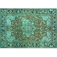 thumbnail image 1 of Ahgly Company Machine Washable Indoor Rectangle Medallion Turquoise Blue Traditional Area Rugs, 2' x 5', 1 of 4