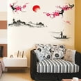 thumbnail image 4 of Openpig Traditional Chinese Painting Wall Art Sticker Plum Blossom Landscape Sunset River Fisherman PVC Decal Decor for Living Room TV Background, 4 of 4