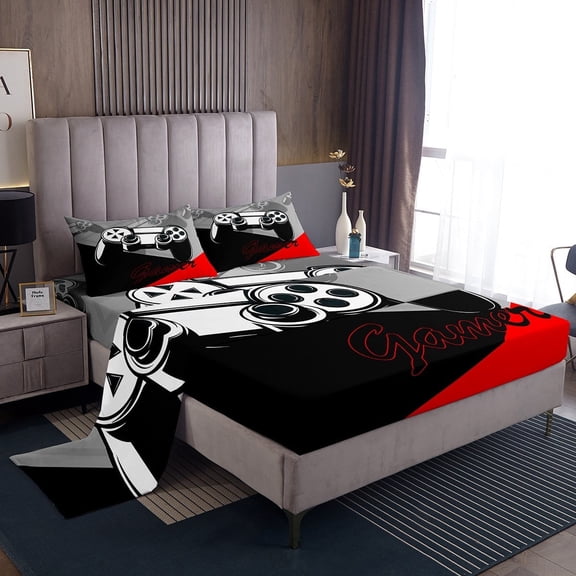 Erosebridal Teenager Gamepads Sheet Set Twin,Video Game Bedding Sets Twin Size,Breathable Twin Sheet Sets,Super Cozy Gamer Bedroom Decorative,3pcs
