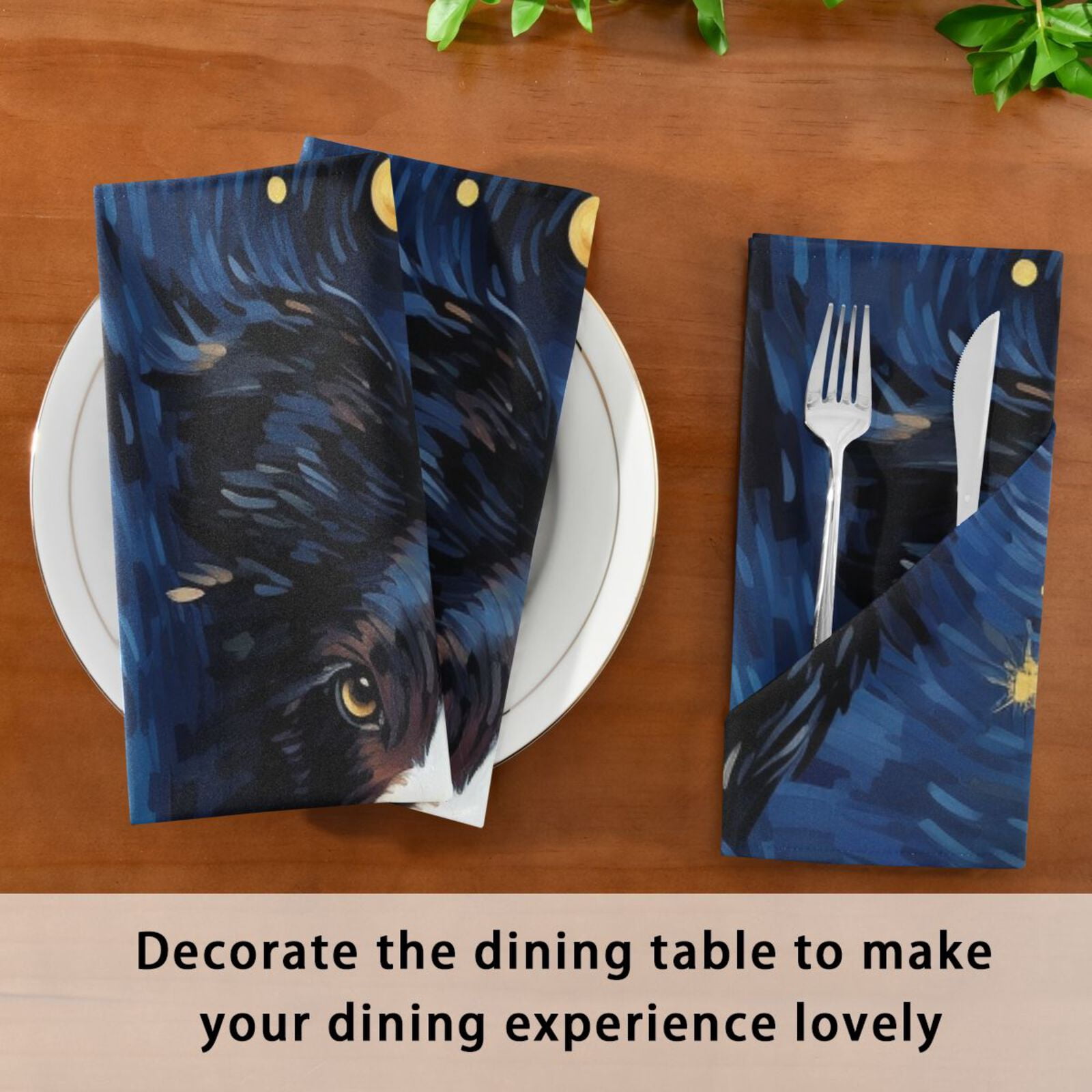 JSTEL Border Dog Starry Sky Cloth Napkins Set of 6, 20x20 Inch Washable and Reusable Napkin for Decoupage Dinner Party Everyday Use