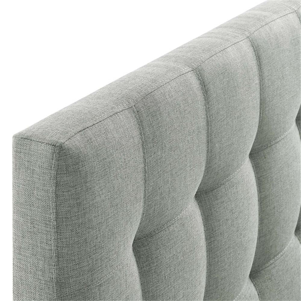 Modern Fabric Queen Tufted Panel Headboard in Gray
