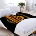 thumbnail image 3 of Stylish Flannel Blanket - Soft Warm & Cozy for Sofa Travel & Bed - Features Bold Orange & Yellow Text with Decorative Flourishes, 3 of 7