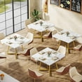 thumbnail image 6 of Tribesigns Square Dining Table Set of 2 - 31.5" Industrial Dinner Table with Metal Base, White & Gold, 6 of 8
