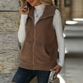 thumbnail image 5 of Cavosen Womens Vests Outerwear Lapel Sleeveless Fleece Vest with Pocket Zipper Hooded Solid Loose Jacket Windproof Warm Fall Outerwear, 5 of 8