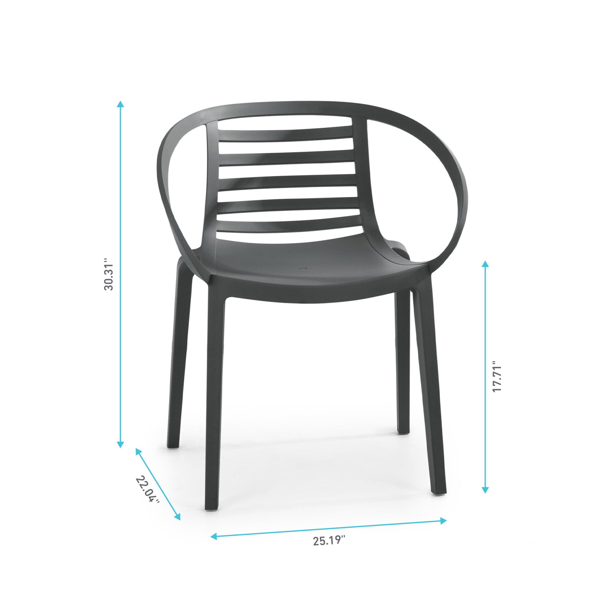 WRGHOME Syracuse Modern Outdoor/Indoor Plastic Resin Stacking Patio Dining Chairs  (Set of 2) - ANTHRACITE