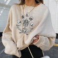 thumbnail image 2 of Chandails en Molleton d'Halloween pour Femmes Imprimé Squelette de Citrouille Surdimensionné Automne Chaud Doux Manches Longues Col Rond Pull Tops, 2 of 7