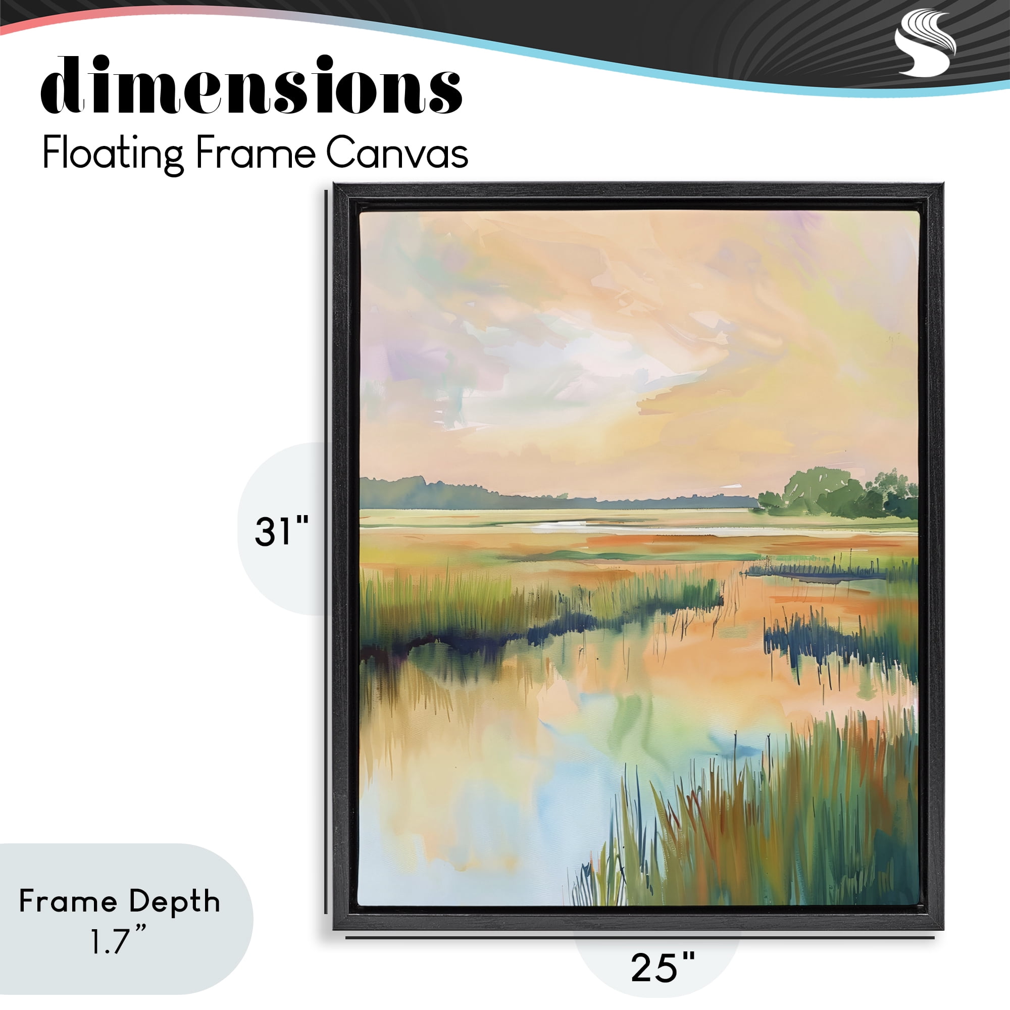 Stupell Industries Marsh Sunset over Tranquil Stream Black Framed Floater Canvas Wall Art, design by LSR Design Studio