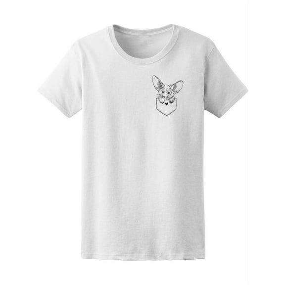 Cute Fennec Fox In Pocket Sketch T-Shirt - Image by Shutterstock, Female Small