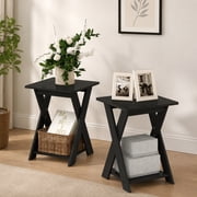 Furinno Modern Simplistic Criss-Crossed End Table,Espresso, Set of 2