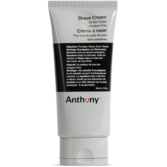 Anthony Shave Cream, 3 Fl Oz, Contains Squalane, Eucalyptus and Rosemary Extracts, Helps To Lubricate, Refresh, Cool, and Condition Your Skin For Shaving