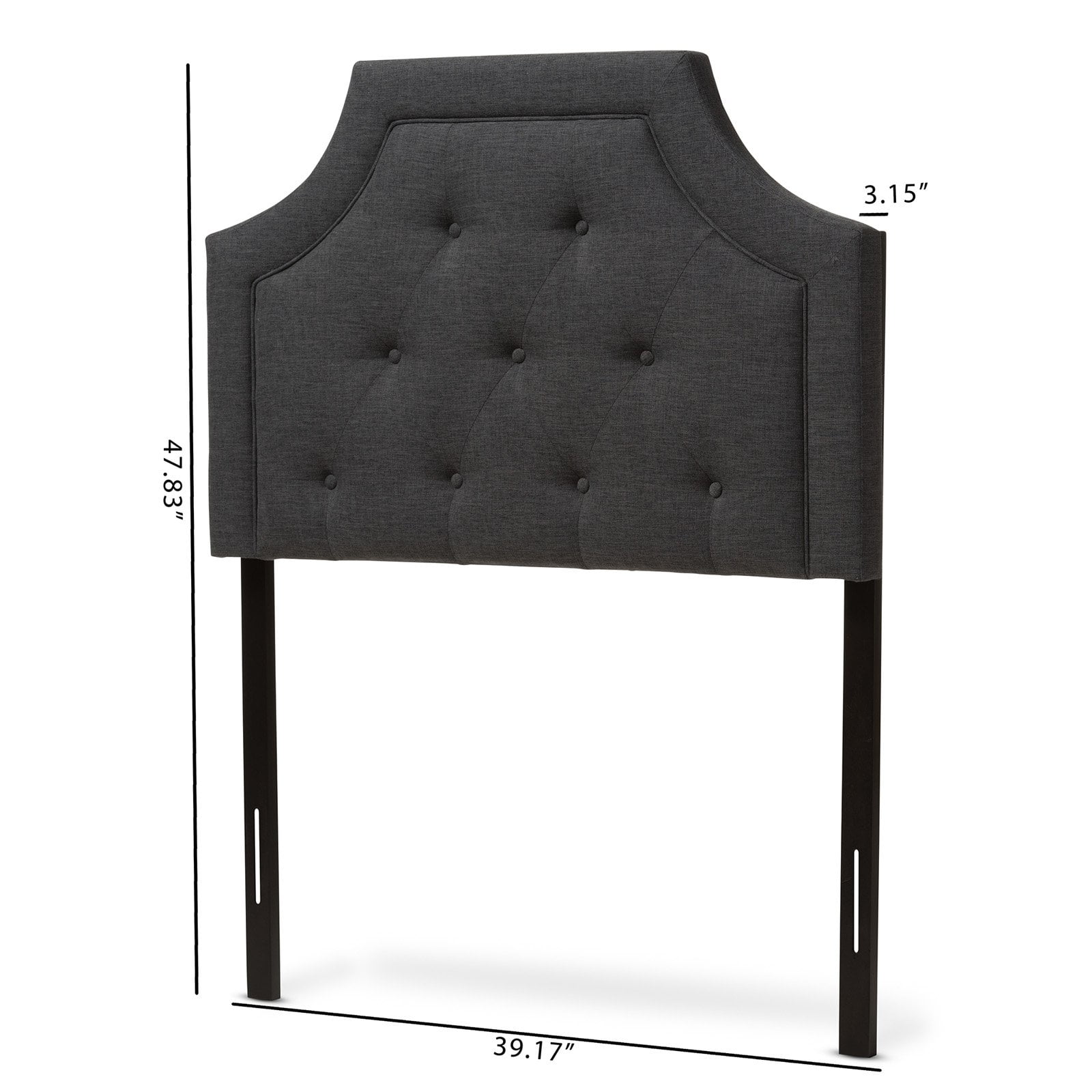 Baxton Studio Mars Modern and Contemporary Dark Grey Fabric Twin Size Headboard,Wholesale Interiors