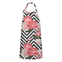 Pioneer Flower Floral Print Pattern Apron-Garden Aprons for Women with Pockets-Cotton Linen Waterproof Kitchen Cooking Gardening Aprons Adjustable for Kitchen,Cooking,BBQ and Salon 33x27 Inch