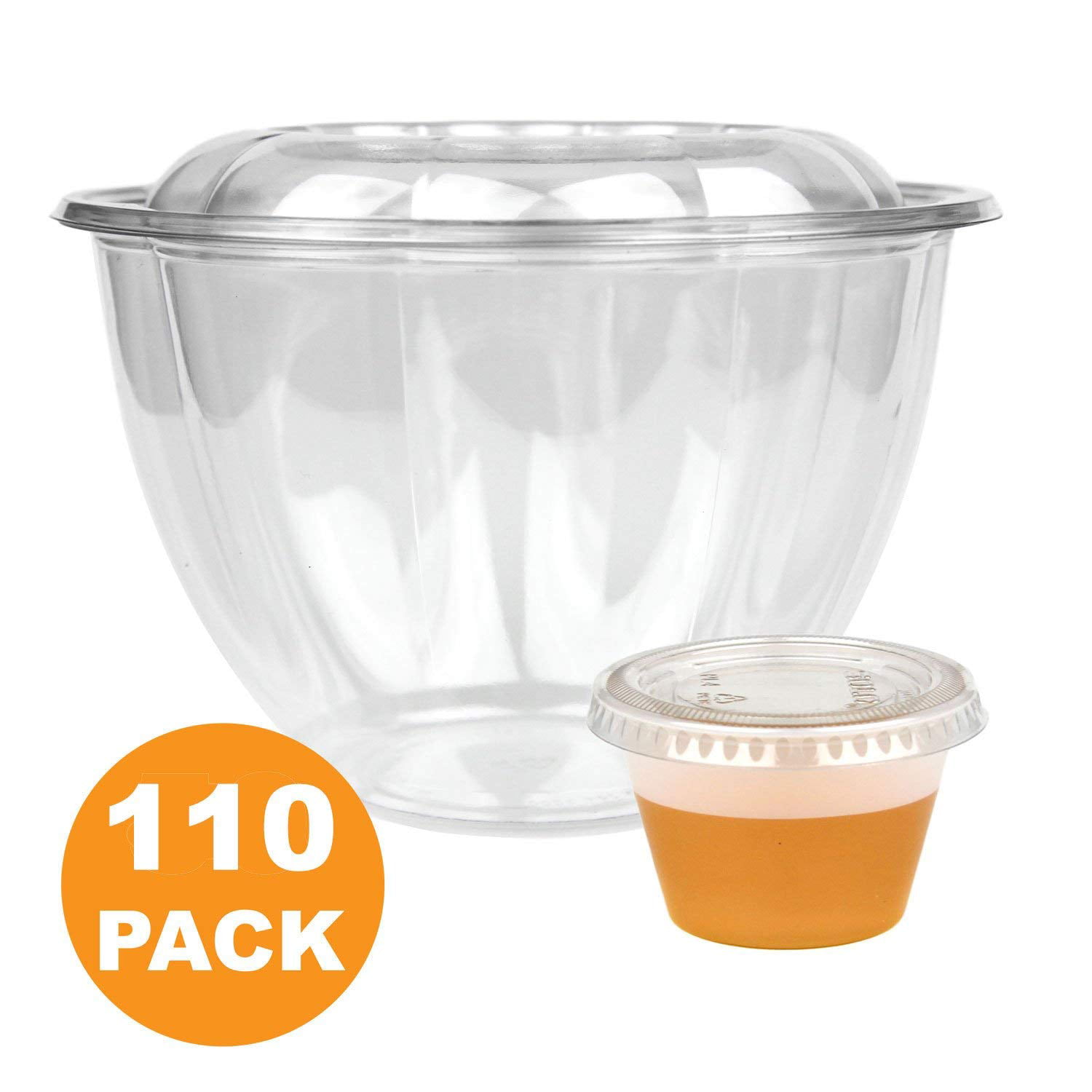 Clear Plastic Bowl with Dome Lids for Salads Fruits Parfaits 50 Pack 48oz Large Size Disposable