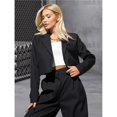thumbnail image 4 of Conjunto de Dos Piezas para Mujer: Blazer Corto, Chaqueta y Pantalón de Trabajo de Cintura Alta y Pierna . Negro XL, 4 of 10