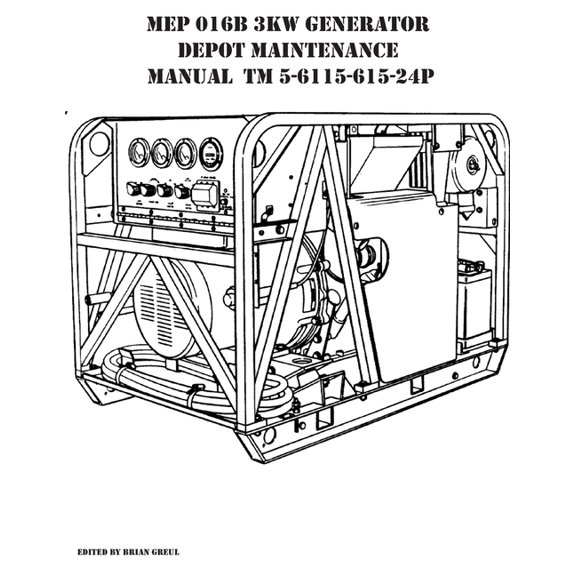 MEP 016B 3KW Generator Depot Maintenance Manual TM 5-6115-615-24P, (Paperback)