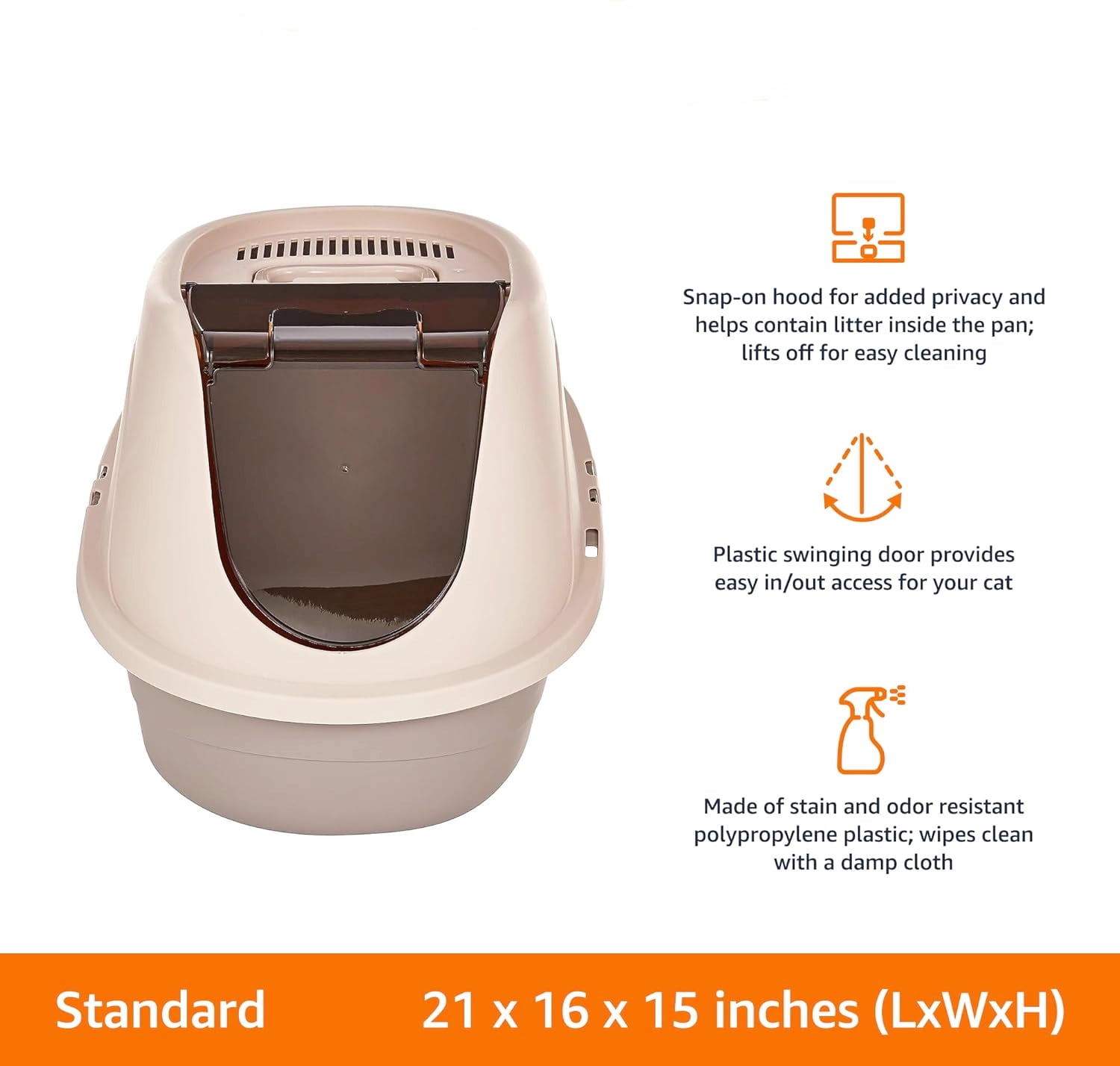 Enclosed Cat Litter Box with Swinging Door and Carbon Filter Standard Size Multicolor