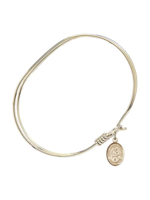 St Gabriel Possenti Charm On A 7 Inch Oval Eye Hook Bangle Bracelet