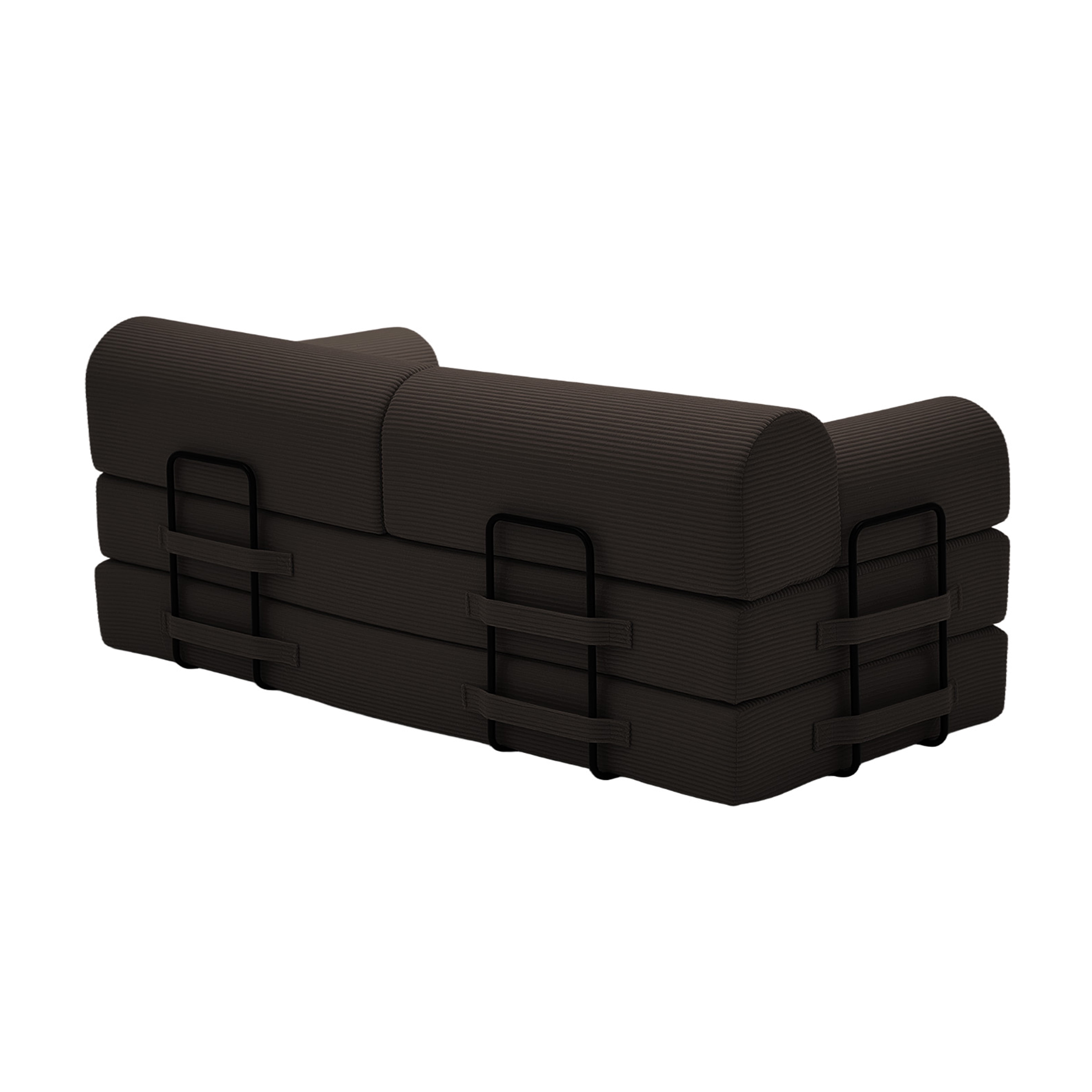 Sleeper Sofa Bed with Corduroy Fabric and Fixed-Shape Frame, Convertible Floor Lounge Couch and Folding Mattress Sofa for Living Room Bedroom, Brown