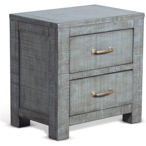 Pemberly Row Farmhouse 24" 2-drawer Wood Night Stand in Little Boy Blue