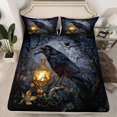 thumbnail image 2 of jejeloiu Balck Crow Queen Sheet Sets,Vintage Plant Floral Flat Sheet,Yellow Glowing Bottle Queen Fitted Sheet,Lightweight Room Decor,4pcs, 2 of 7