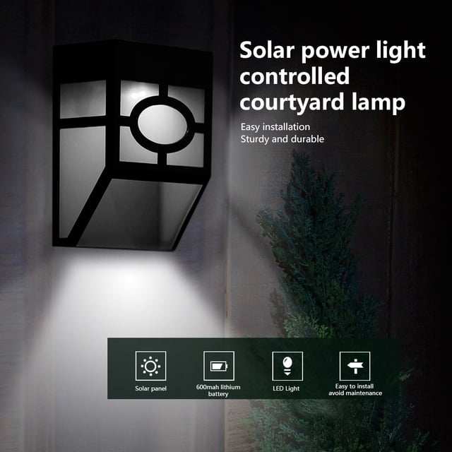 Lámpara de jardín para exteriores, luz de pared con energía solar, sensor de luz solar para jardín, respuesta rápida