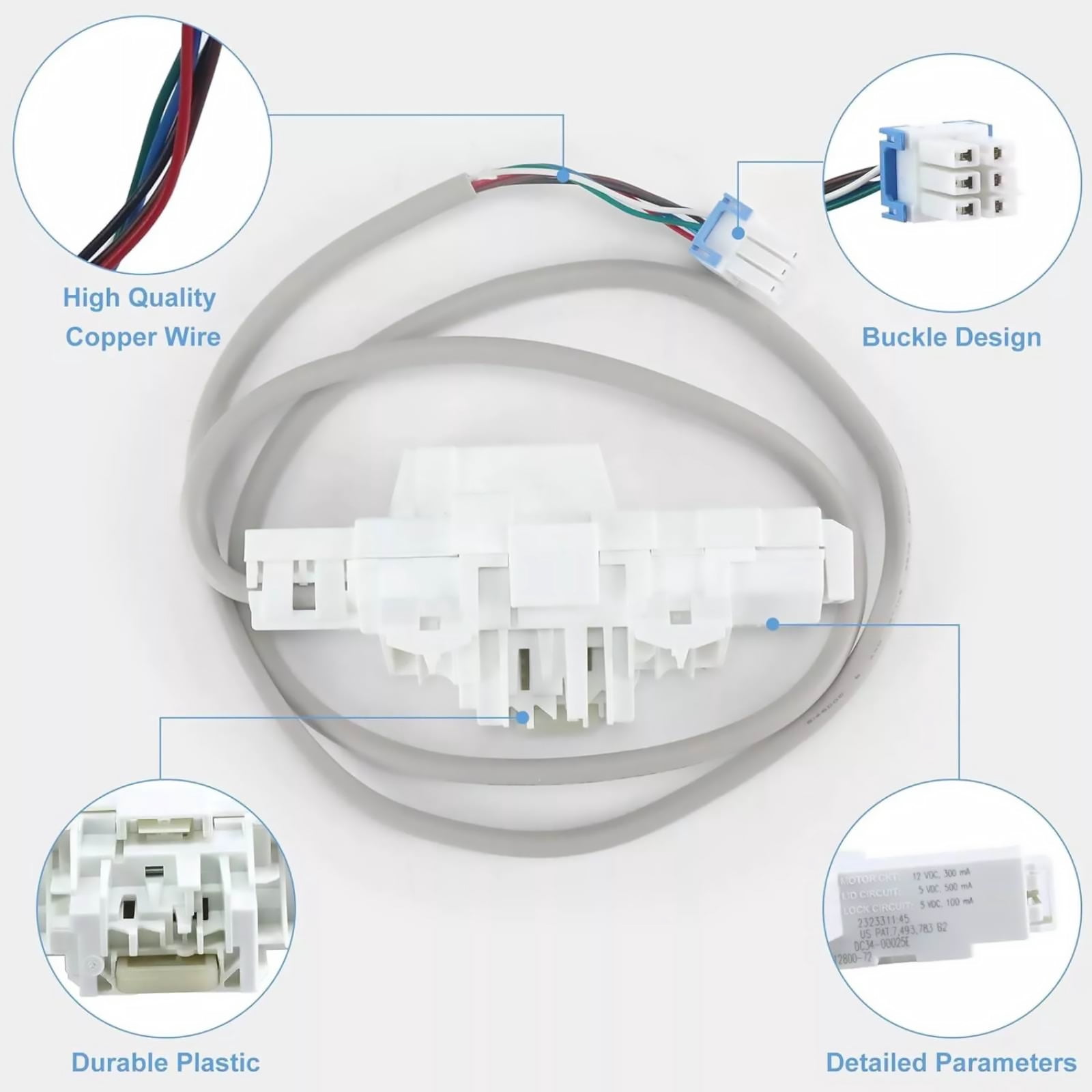 Washer Door Latch Superior Performance, Quick Installation, For Samsung Washing Machines DC34-00025C Normal Locking Function