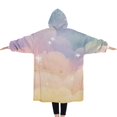 thumbnail image 2 of Oversized Wearable Blanket Hoodie,Soft Cloud Starry Scene Sherpa Blanket Hoodie with Super Pockets,Super Warm Fuzzy Pullover for Women & Men, 2 of 6