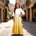 thumbnail image 5 of ersvoioy Girls Summer Party Dress Gradient Print Ruffle Cap Sleeve Round Neck A-Line Flowy Hem Sundress 4-14 Years, 5 of 7