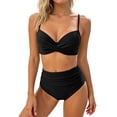 thumbnail image 2 of Womens Bikini Swimsuit Metallic Buckle Tankini Top High Waist Bottom Two Piece Swimwear Tummy Control Bathing Suit, 2 of 6