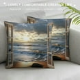 thumbnail image 3 of Chilfamy Beach Ocean Sunset/Sunrise Pillow Covers for Couch Sofa Indoor Outdoor Square Design Short Plush 1PC 18x18in, 3 of 5