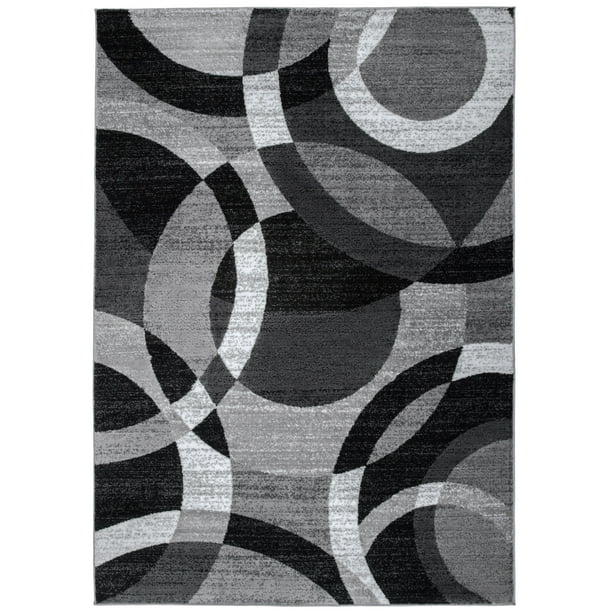 Modern Abstract Circles Gray 9' x 12' Indoor Area Rug