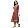 thumbnail image 2 of Yash Gallery Women's Cotton Floral Print Daily Wear Anarkali Kurta (Maroon,3XL), 2 of 5
