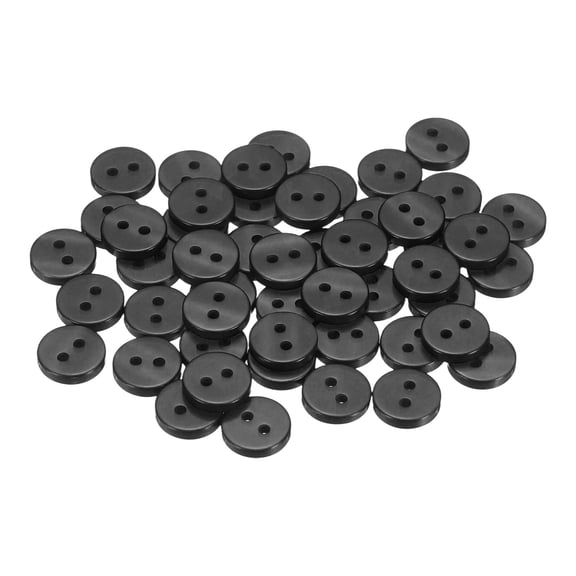 Uxcell 50pcs 16L Sewing Buttons 3/8"(10mm) Resin Round Flat 2-Hole Craft Clothing Replacement Button for Coats Sewing Clothing and DIY, Black