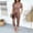 Coffee, variant on Ribbed Drawstring Waist Jumpsuit for Women Casual Round Neck Vintage Jogger Pants with Side Pockets Brown XXXL