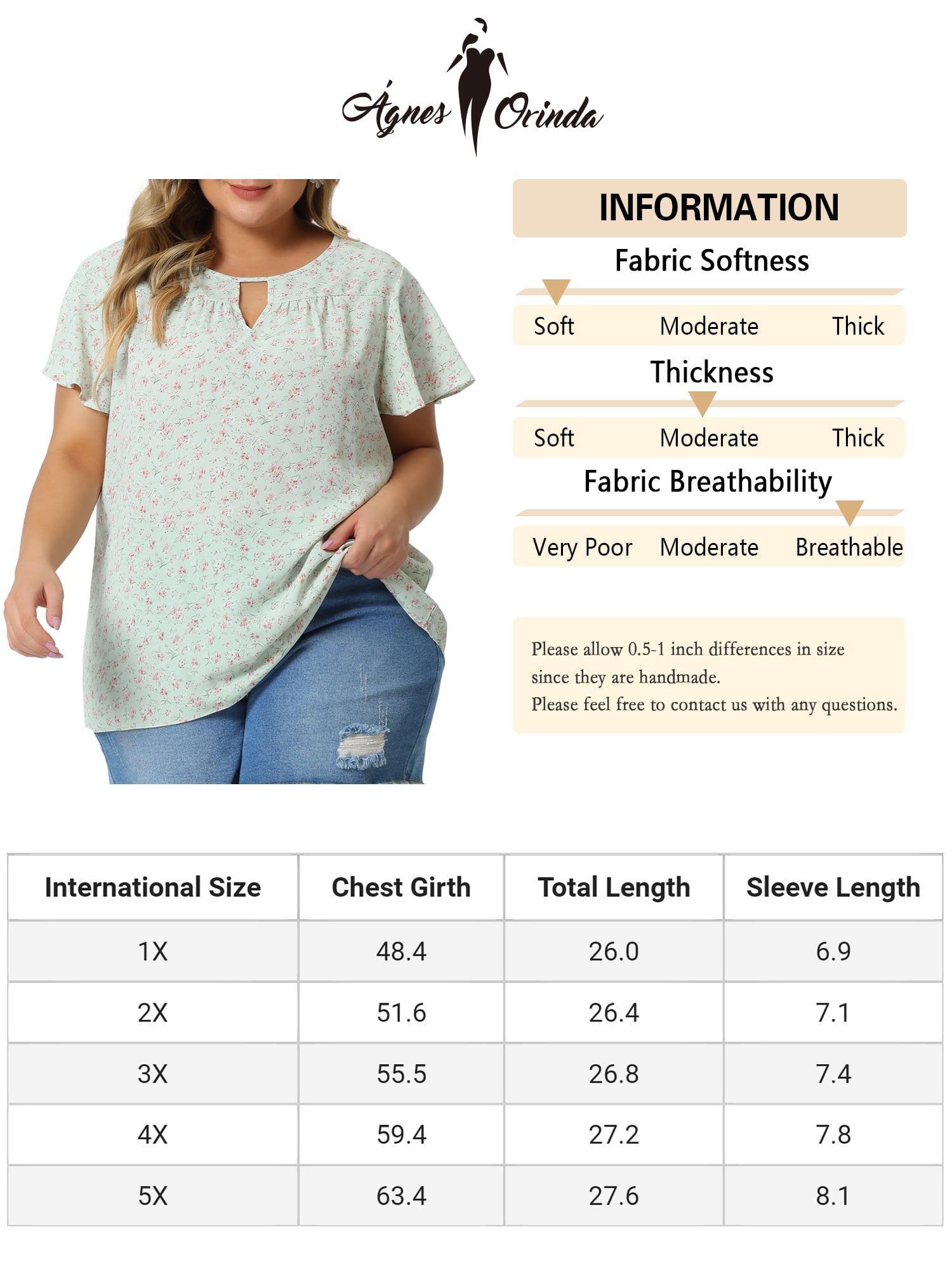 DARING DIVA Women's Plus Ruffle Short Sleeve Keyhole Chiffon Blouse L Light Green