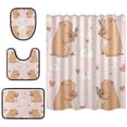 thumbnail image 2 of 4-Piece Bathroom Set with Waterproof Shower Curtain with Non-Slip Bath Mat, U-Shaped Mat & Toilet Lid Cover Adorable Capybaras in Love, 2 of 8
