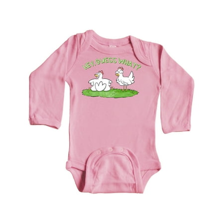 

Inktastic Hey Guess What Chicken Butt Gift Baby Boy or Baby Girl Long Sleeve Bodysuit