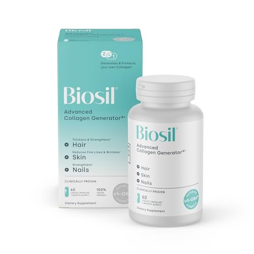 Generador de colágeno Biosil - 60 cápsulas líquidas - con complejo ch-OSA patentado - Genera y protege su propio colágeno - Sin OGM - Suministro para 30 días