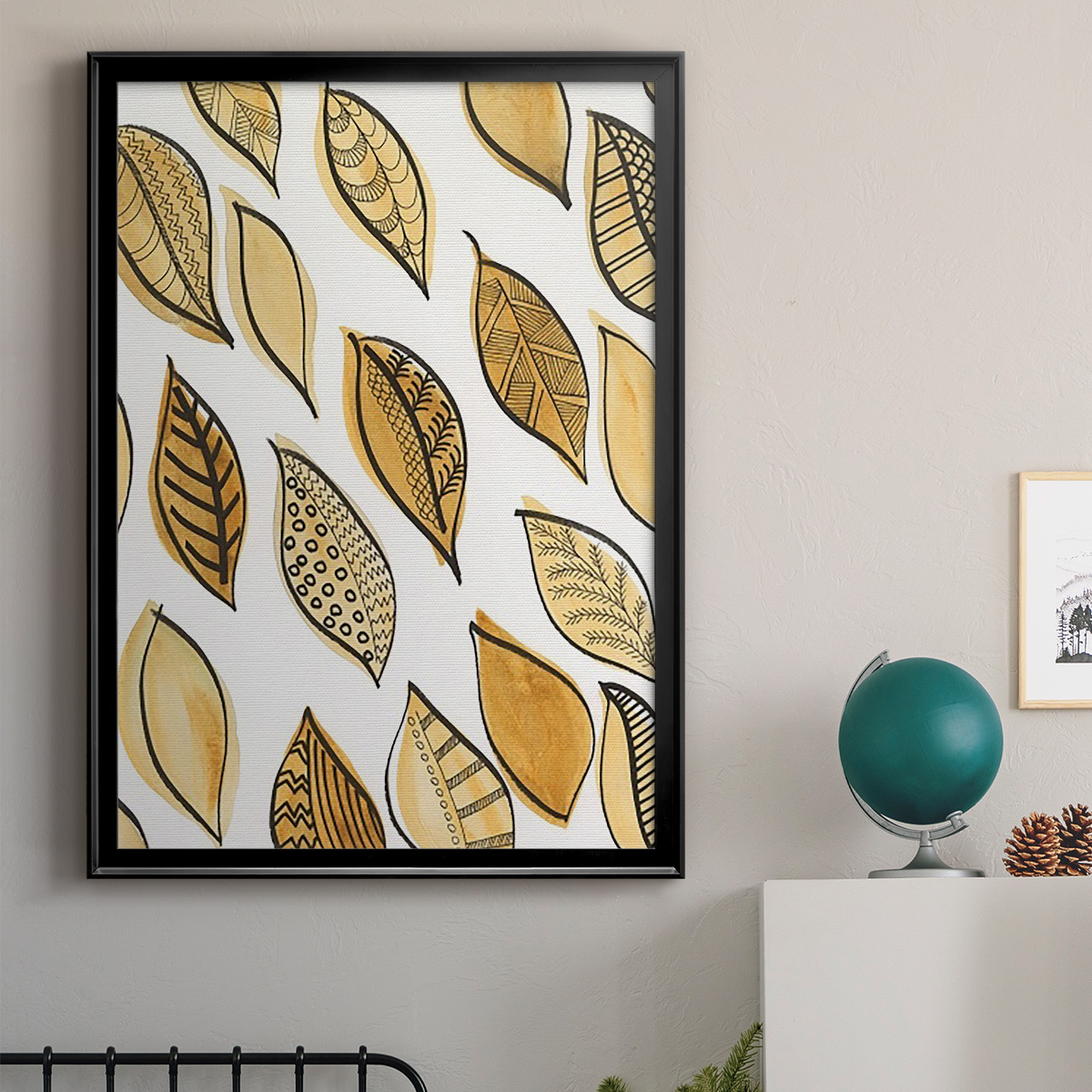 Patterned Leaf Shapes II Premium Framed Print - Ready to Hang