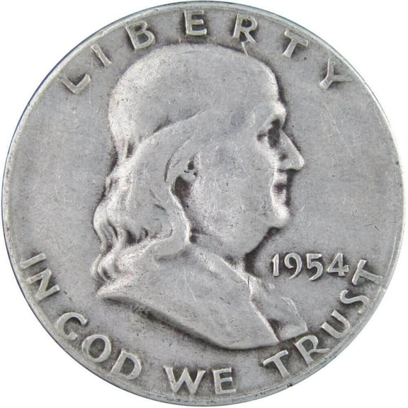 1954 S Franklin Half Dollar F Fine 90% Silver 50c US Coin Collectible