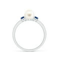 thumbnail image 2 of ANGARA Freshwater Cultured Pearl & Blue Sapphire Engagement Ring in 14K White Gold for Women | June Birthstone, Birthday, Anniversary, Jewelry Gift for Women | Pearl Ring, 2 of 11