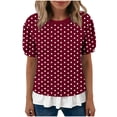 thumbnail image 6 of Fewfanhot Womens Tops Puff Sleeve Crewneck T Shirts Dressy Casual Blouses Spring Outfits Fashion Clothes, 6 of 7