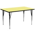 thumbnail image 1 of 30''W x 72''L Rectangular Yellow Thermal Laminate Activity Table - Standard Height Adjustable Legs, 1 of 3