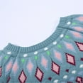 thumbnail image 7 of Fair Isle Sweater for Women Fashion Loose Comfortable Crew Neck Sweater Vintage Printed Fall Winter Long Sleeve Pullovers Top Multicolor Blue L, 7 of 7